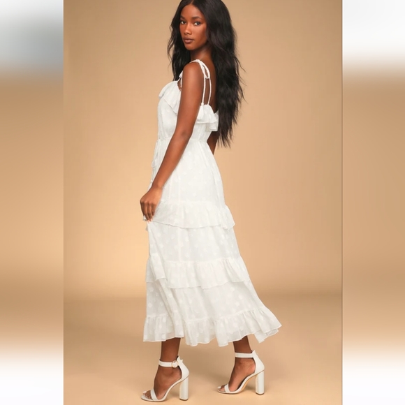 Lulus Dresses & Skirts - Lulus Easily Adored White Burnout Floral Tiered Maxi Dress SZ XL New